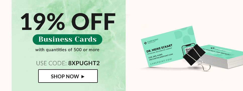 19% Off Business Cards with quantities of 500 or more